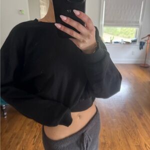 Bershka Black Cropped Crew Neck Sweater